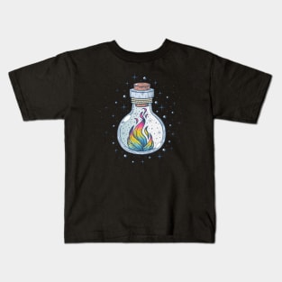 Pansexual Fire Occult Bottle LGBT Pan Pride Flag Kids T-Shirt